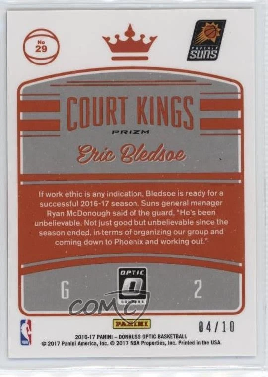2016-17 Panini Donruss Optic Court Kings Gold Prizm /10 Eric Bledsoe #29 - Image 2 of 2