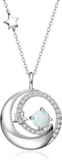Birthstone Necklaces 925 Sterling Silver Moon and Star Pendant Fine Jewelry Birt