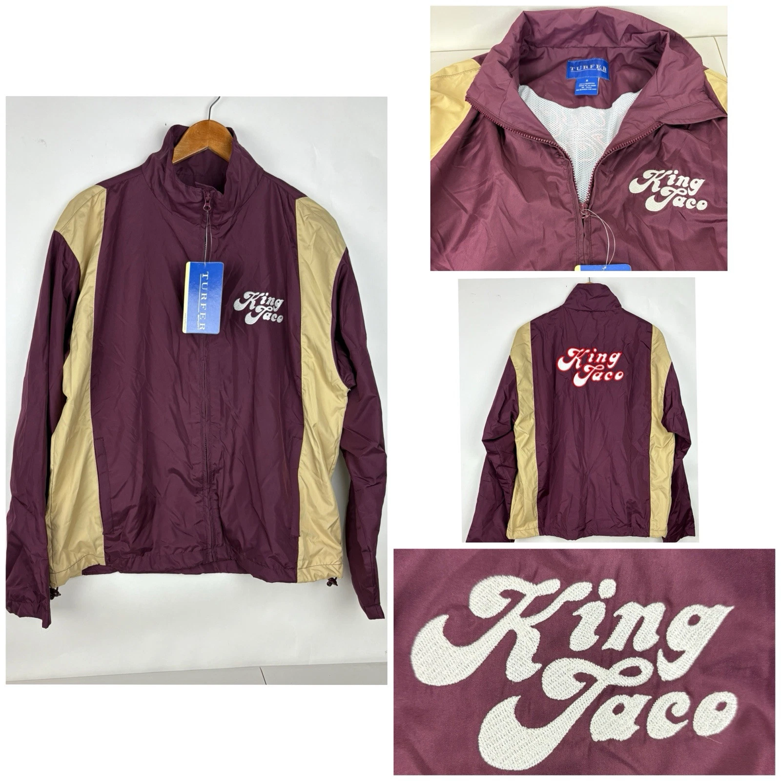 King Taco Embroidered Light Weight Jacket Windbreaker Burgundy Size Medium
Opens in a new window or 