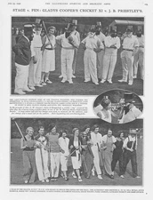 Stage v Pen Cricket Gladys Coopers XI v J.B Priestley's - Vintage Print 1932