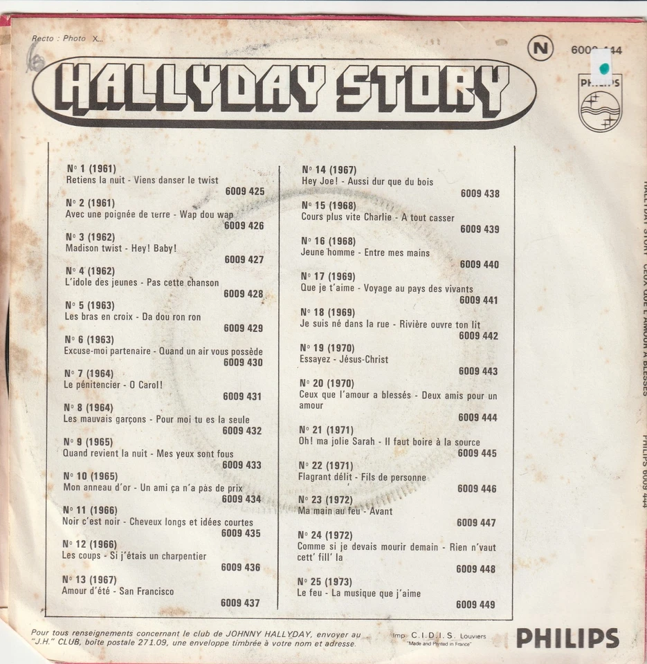 45 tours johnny hallyday " Hallyday story N° 20 " - Photo 2/2