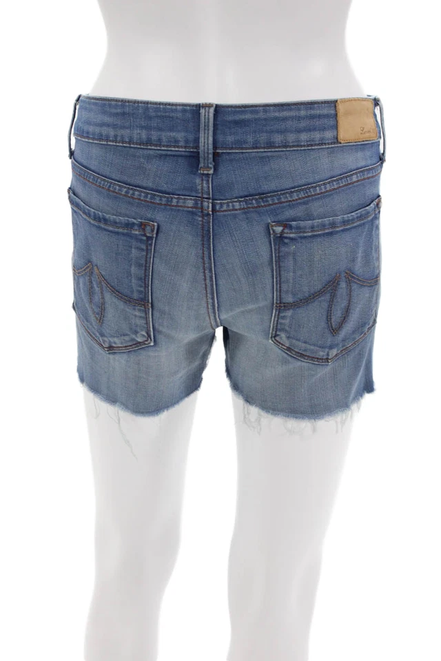 Pantalones cortos de mezclilla Level 99 para mujer de algodón con detalles desgastados con bolsillos azules talla 29 Foto 3 de 4