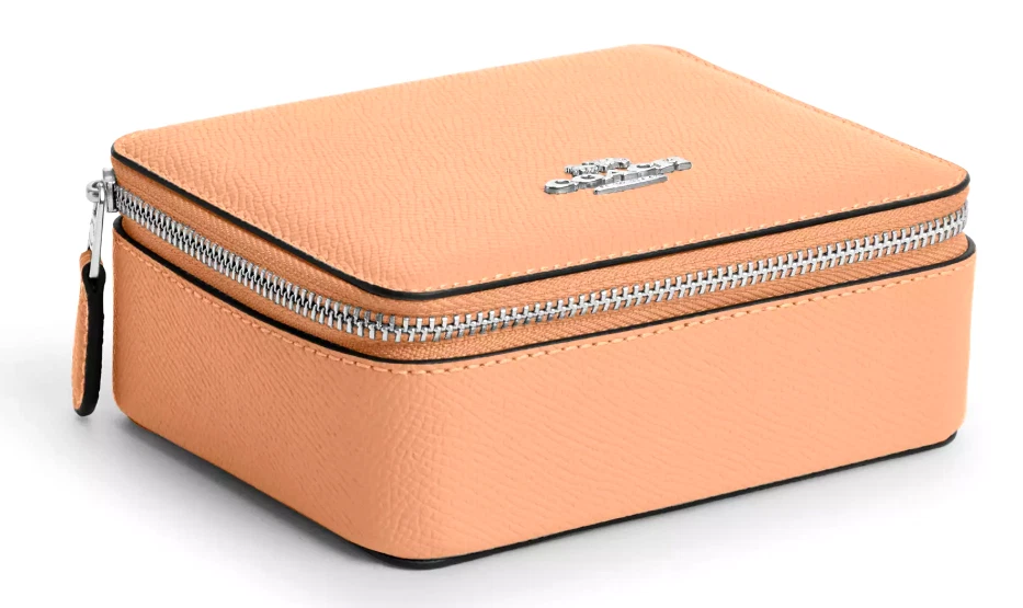 ?Coach Portagioie Grande C4470 Blush Arancione Sbiadito Pelle Crossgrain Nuovo con etichette