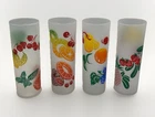 VTG 1950s MCM Set Of 4 Federal Glass Frosted Tom Collin’s Fruit Juice Glasses