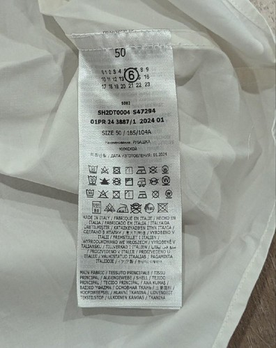 $610 Mens MM6 Maison Margiela Pocket Button Up Shirt White 50 US 40 - Picture 7 of 10