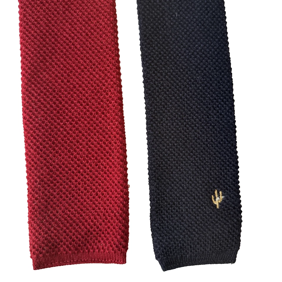 (2) Corbatas de lana virgen pura para hombre lana nueva 2" de ancho azul marino rojo Alemania Occidental Foto 2 de 4