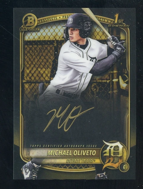 2025 Bowman Chrome Prospects Michael Oliveto RC Rookie Gold Ink AUTO /15