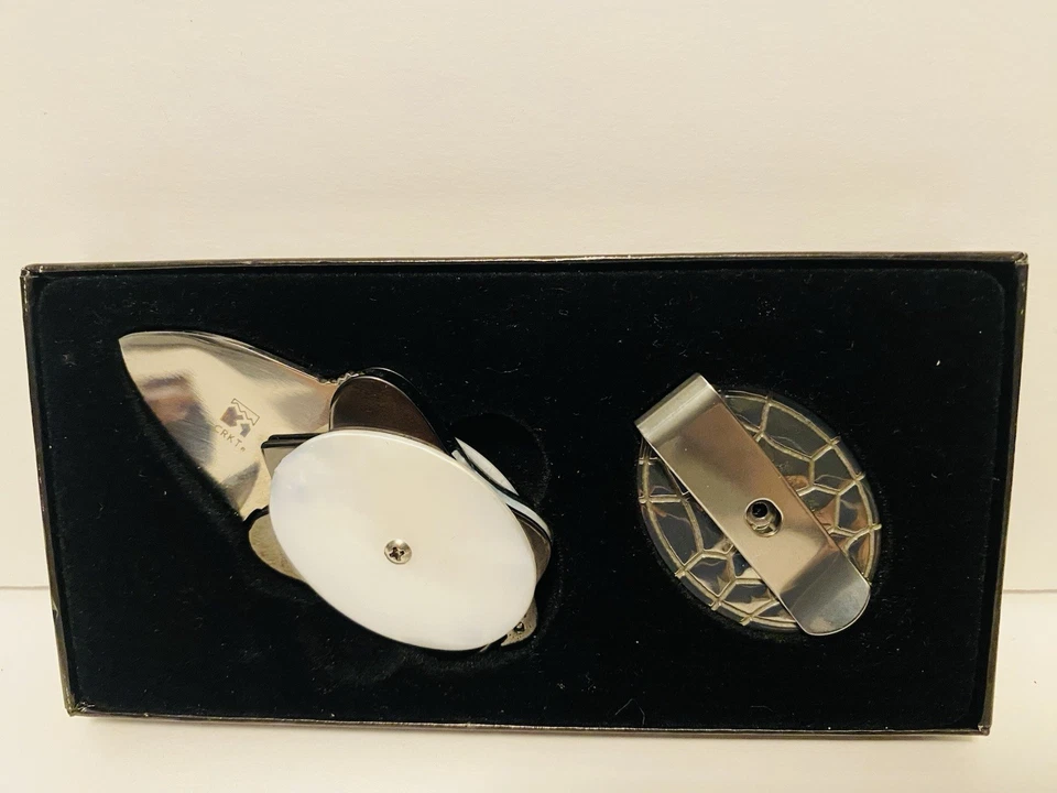 Cuchillo Plegable Tortuga Ashworth CRKT 5900W Blanco Nacarado Clip para Dinero - NUEVO Foto 3 de 4