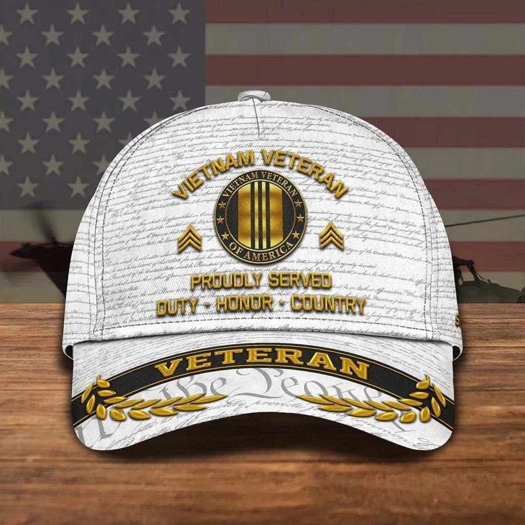 Personalized Vietnam Veteran Classic Cap Duty Honor Country US Military Hat Gift