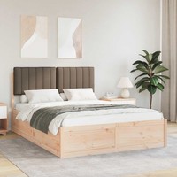Bettgestell Mit Gepolstertem Kopfteil Taupe 140 X 200 Cm