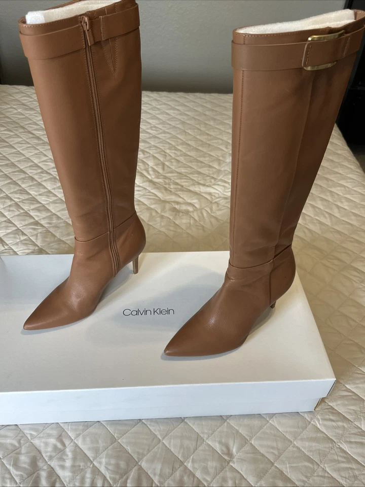 Calvin Klein Glydia Cow Silk Cognac 8.5 knee high Boot — 第 2/4 张图片