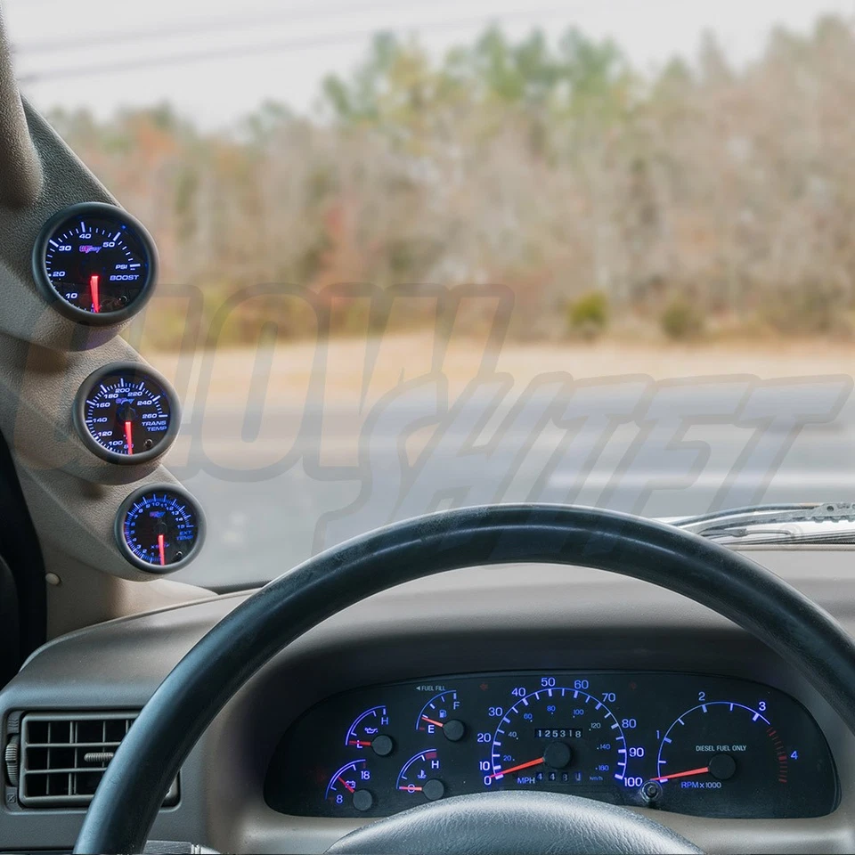 GLOWSHIFT BRONCEADO TRIPLE POD para 99-07 SUPER DUTY F250 6.0 7.3 + MEDIDORES DIÉSEL NEGROS Foto 2 de 4