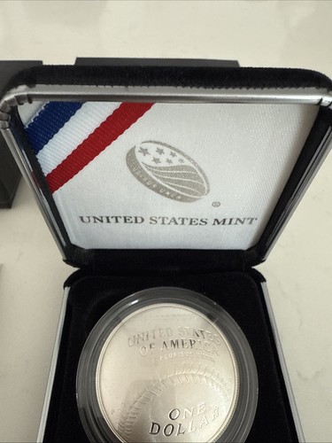 RARE 2014 P MLB Baseball Hall of Fame Proof Silver Dollar HOF Coin Box + COA - Picture 2 of 7