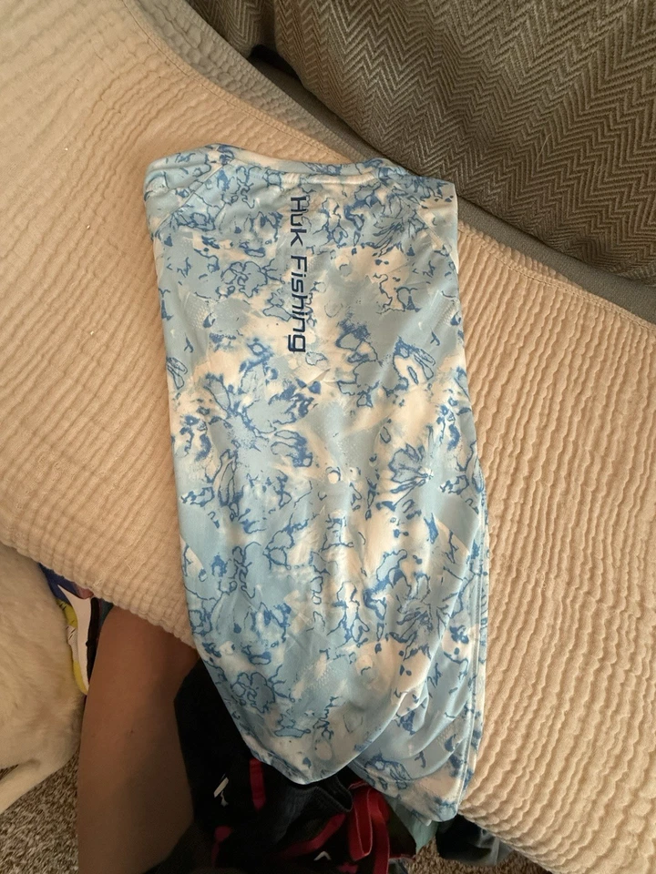 Camisa de Pesca Huk Performance - Pequeña Juvenil - Azul Camuflada - Top Exterior UPF Foto 4 de 4