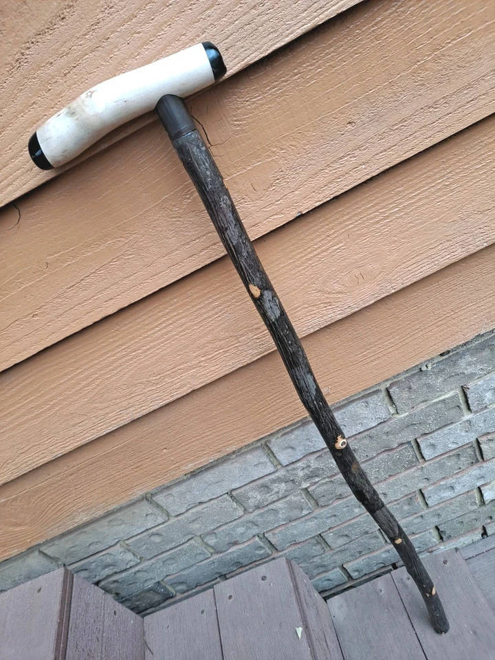 手工制作自然学习 HICKORY 手杖 白色-Ash 手柄 深色 硬质 杆身 大个子 — 第 3/4 张图片