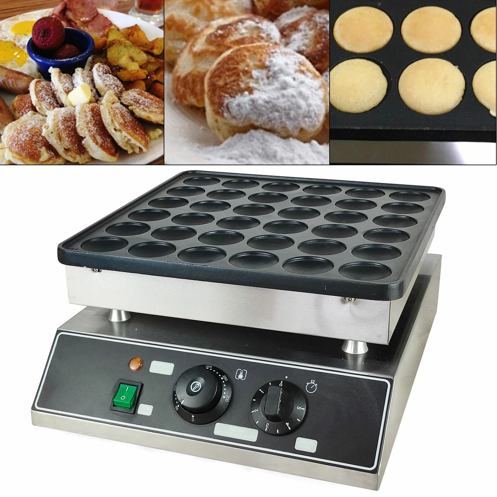 Electric Mini Dutch Pancake Maker Baker Machine Nonstick 36 Holes Commercial New