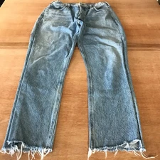 Agolde Riley Jeans Women 28 Blue High Rise Raw Hem Button Fly Medium Wash