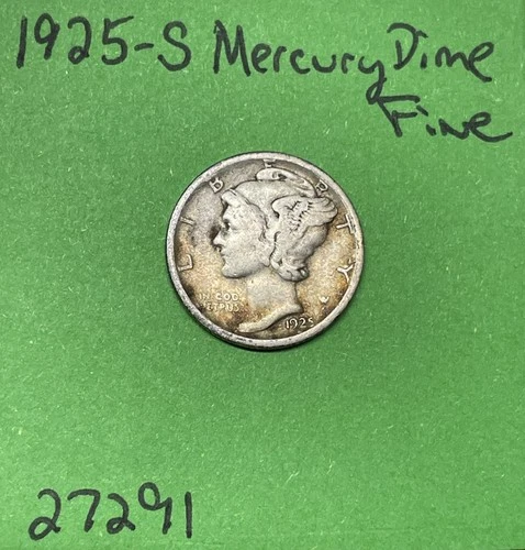 1925-S Mercury Dime 10c Fine US Coin