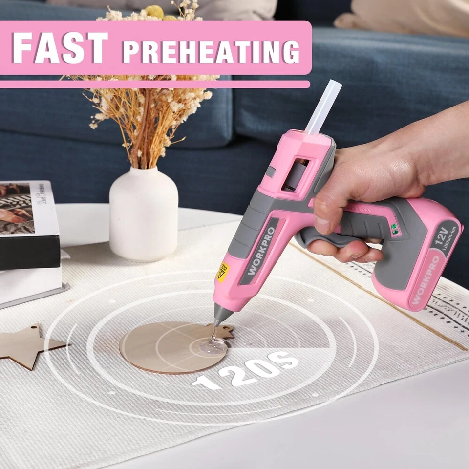 WORKPRO 12V Cordless Hot Melt Glue Gun w/15pcs 7/16" Full-size Glue Stick Type C - Image 4 of 4