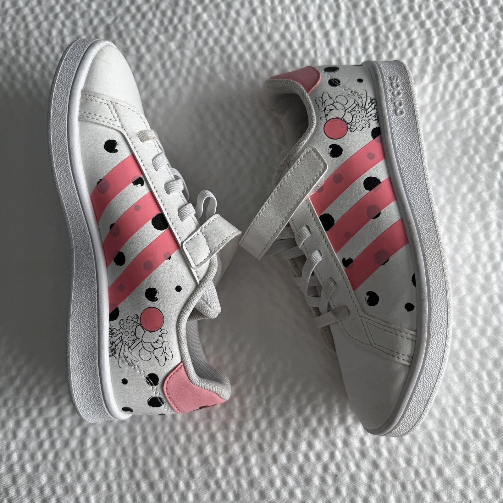 Adidas Grand Court Disney Minnie Mo Sneakers Bianco Rosa Nero FZ3241 Taglia 1 5 M