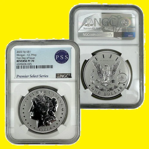 2022 MORGAN Dollar CC  privy NGC RV PF 70 First DAY OF ISSUE