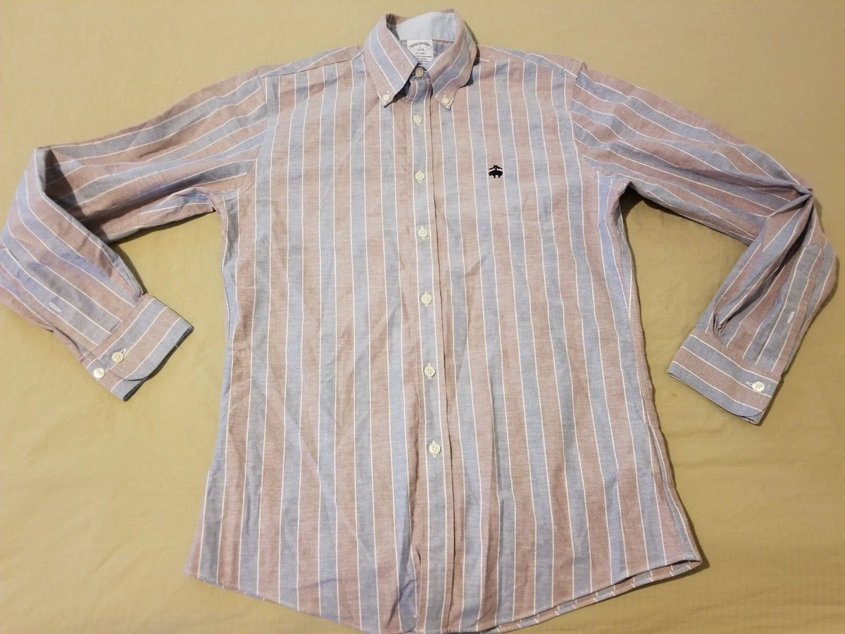 Mens Brooks Brothers Dress Shirt S Small Gray Grey Blue Button