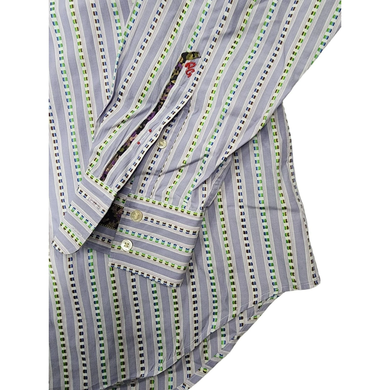 Robert Graham Mens L Large Tailored Fit Striped Button Front Dress Shirt - product detail image 2