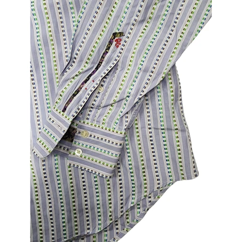 Robert Graham Mens L Large Tailored Fit Striped Button Front Dress Shirt image 2