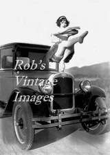 Roaring 20s Great Gatsby Era Photo Flapper Balancing on Chevrolet 1920s 8.5x11