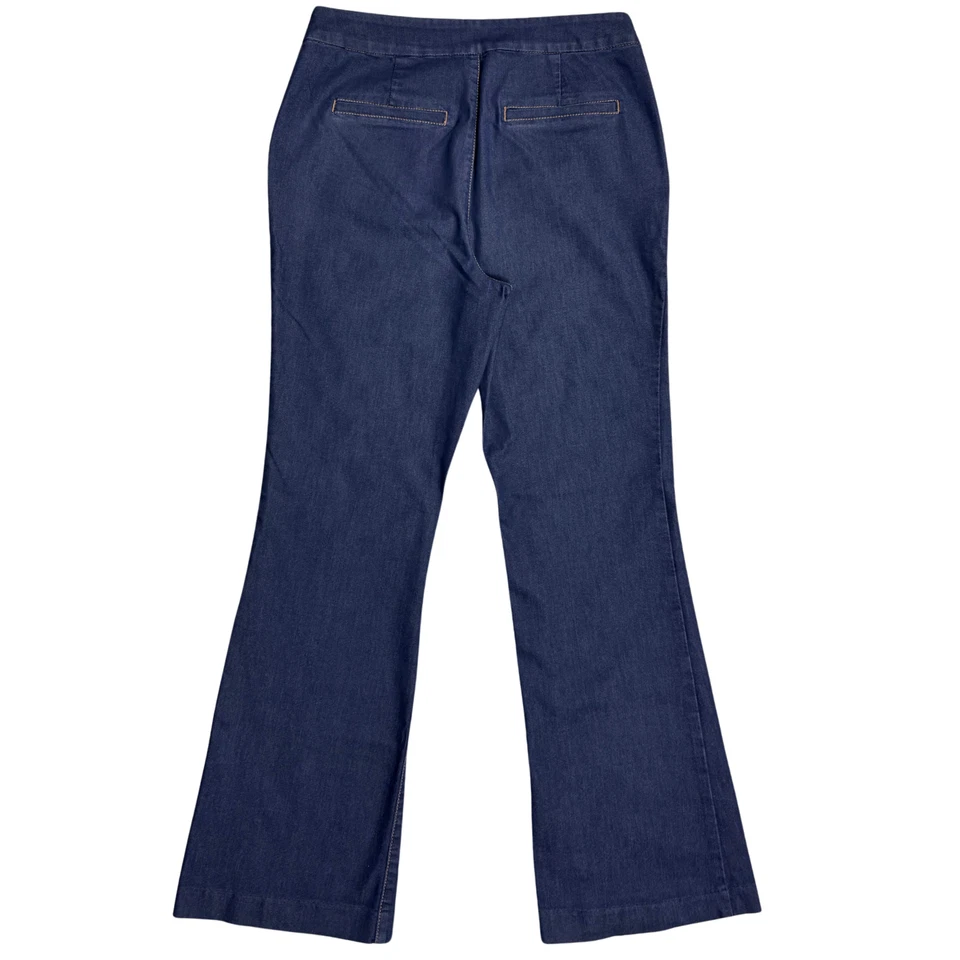 Chico’s Women Jeans Platinum Trouser Dark Wash Mid Rise Flared Sz .5 Y2K Western - Image 2 of 4