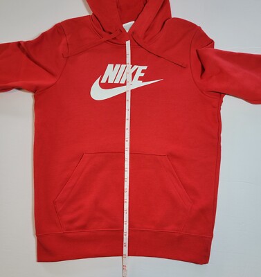 red nike hoodie with white checks