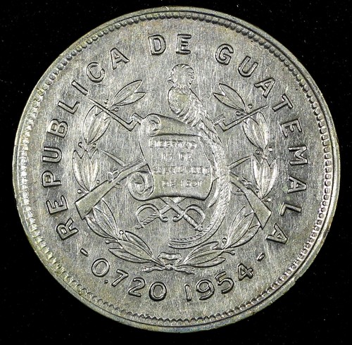 GUATEMALA Silber 1954 25 Centavos Auflage - 246.286 HOCHWERTIG KM#258 (26 977) - Bild 3 von 3