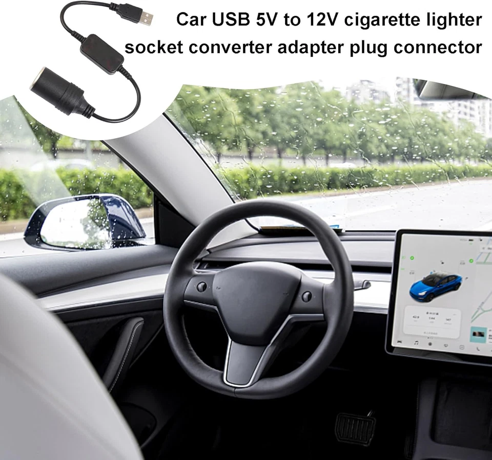 USB To 12V Car Cigarette Lighter Female Socket Converter Adapter Cable Connector - Image 3 of 4