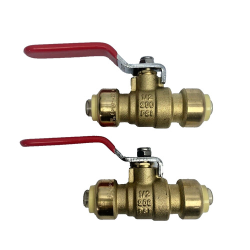 Lot Of 2, EF 1/2" NSF/ANSI 61 Push Fit Ball Valve Blue, LF COPPER CPVC PEX, 200P