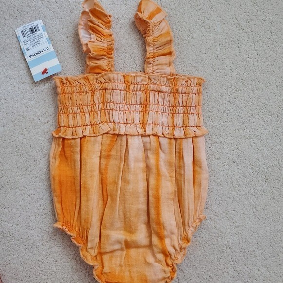 NWT Cat & Jack Baby Girls' Tie-dye Orange Smocked Gauze