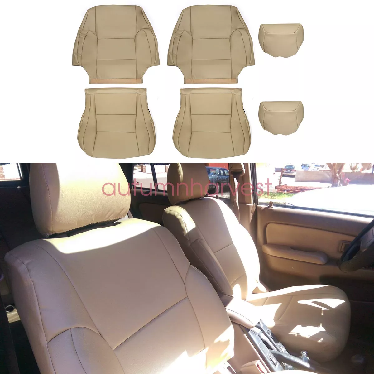 For 1996 2002 Toyota 4Runner 2 FRONT LEATHER SEAT COVERS BEIGE