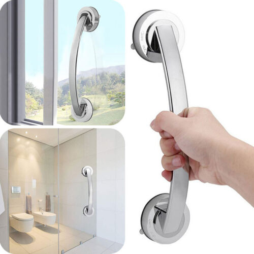 30cm Stainless Steel Bathroom Suction Cup Grip Tub Grab Bar Safety Handrail New - Imagen 1 de 12