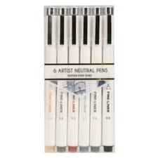 6 ct Neutral Colors Super Fine Artist Pens - New