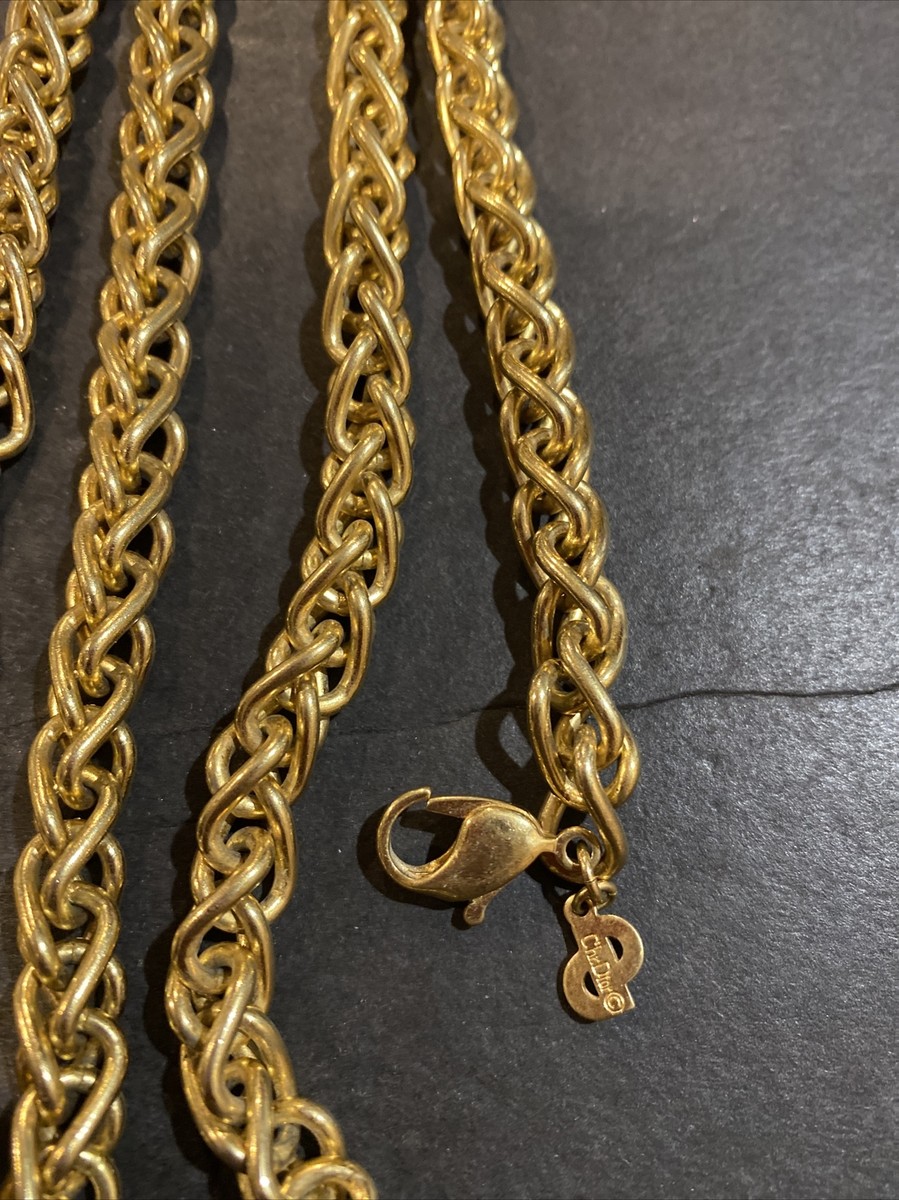 【美品】Christian Dior Rope Chain Necklace Vintage Christian Dior Signed Rope Chain Necklace Gold Tone