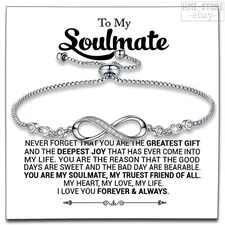 To My Soulmate Infinity Bracelet Gift For Wife Girlfriend Jewelry I Love You