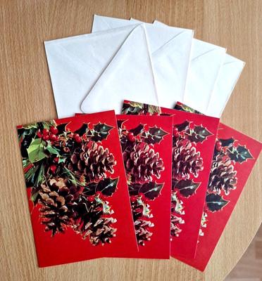 4 Weihnachten alte Weihnachtskarte Klappkarte mit Umschlag - Hallmark Karten