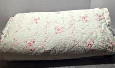 Simply Shabby Chic Lady Rose Quilt Scalloped Edge  92" x 86" Queen Green