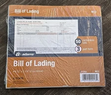 Adams Bill Of Lading Carbonless 3 Part Form 50 Sheets A9