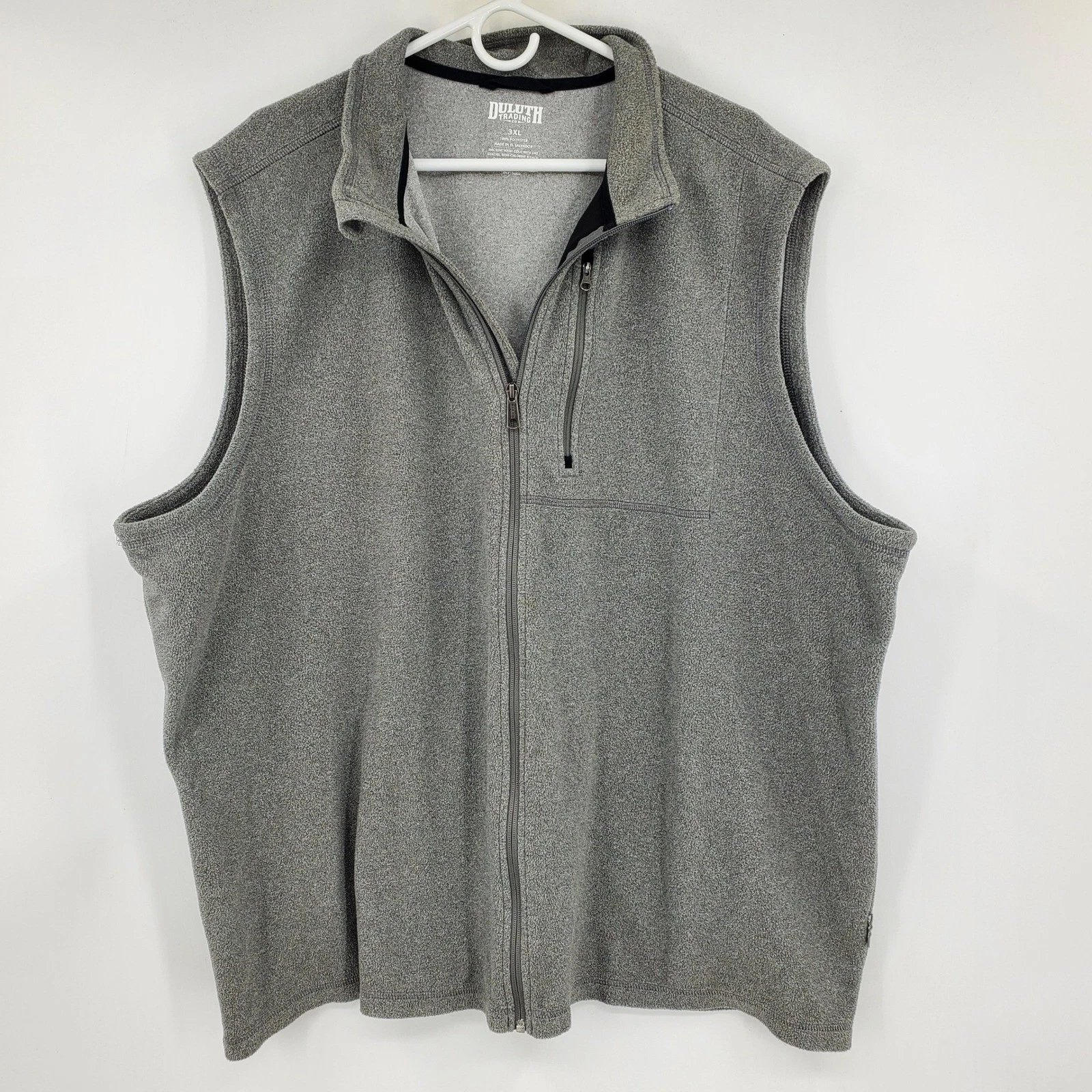 Duluth Trading Co Mens Silver Bay 3XL Gray Fleece Full Zip Vest Heathered Casual