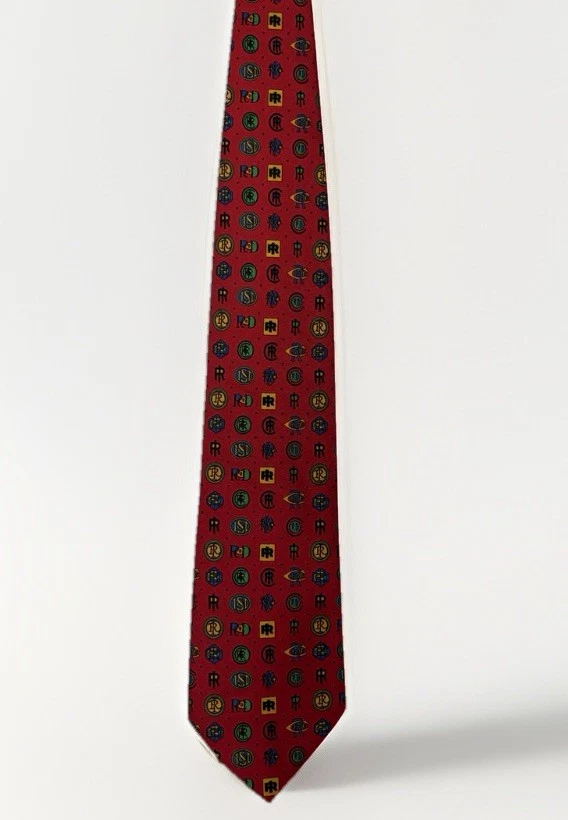 Corbata de cuello Ingersoll Rand 1871-1996 con logotipo de Mary E. Jaeger roja patrón vintage Foto 3 de 4