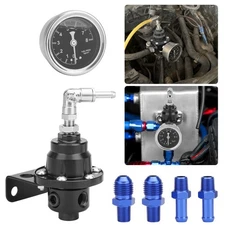 Adjustable Fuel Pressure Regulator Gauge Kit Universal Vehicle Refitting 160 psi
