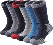 6 Pairs Kids Merino Wool Hiking Socks Boys Girls Toddlers Winter 4-7 Years Wool