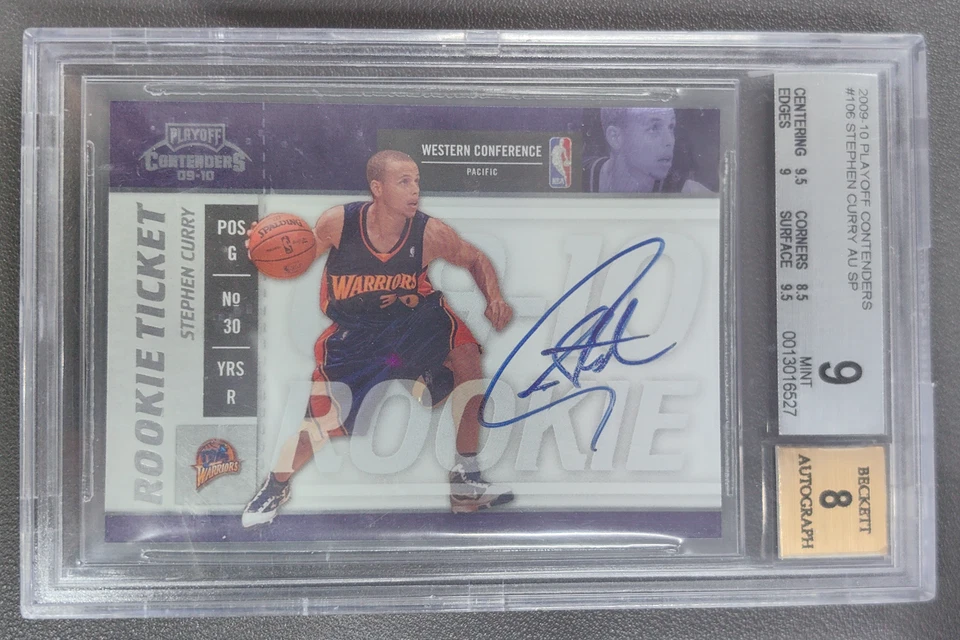 2009-10 Panini Contenders Stephen Curry Rookie Ticket Auto SP RC #106 BGS 9/8