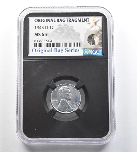 1943-D Lincoln Wheat Cent Original Bag Fragment MS65 NGC *7204