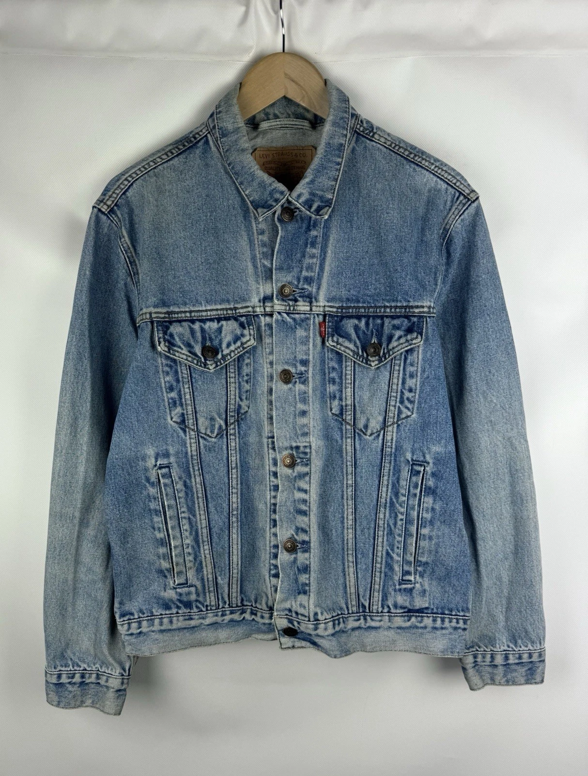 Vintage 90s Levi’s Type 3 Light Blue Washed Denim Trucker Jacket Size M